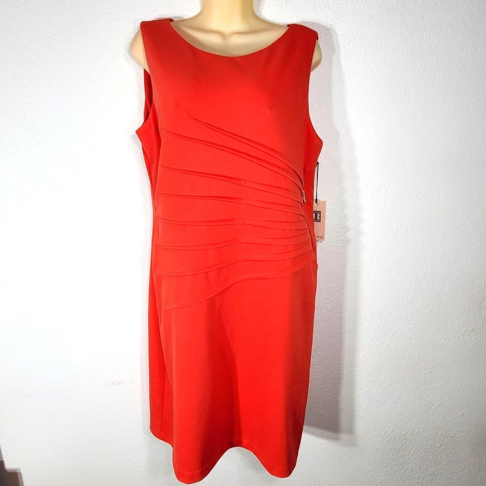 Ivanka Trump Size 16 Orange Starburst Sleeveless Sheath Dress NWT - Picture 2 of 12